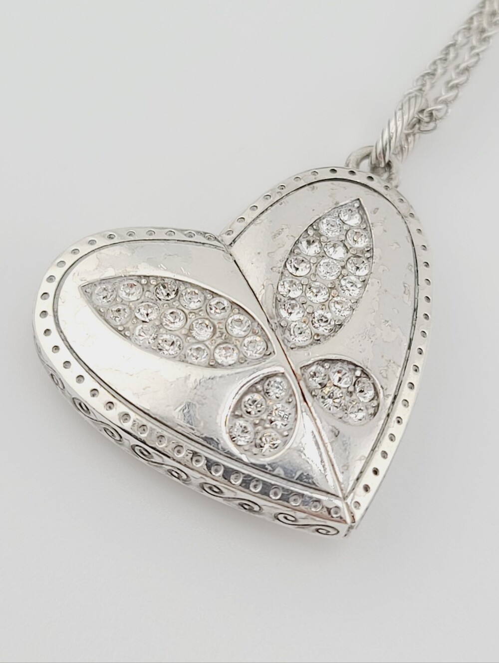 $72 Rare! Brighton Butterfly "Magic Twist" Pendant w Inset Swarovski Crystals 🦋